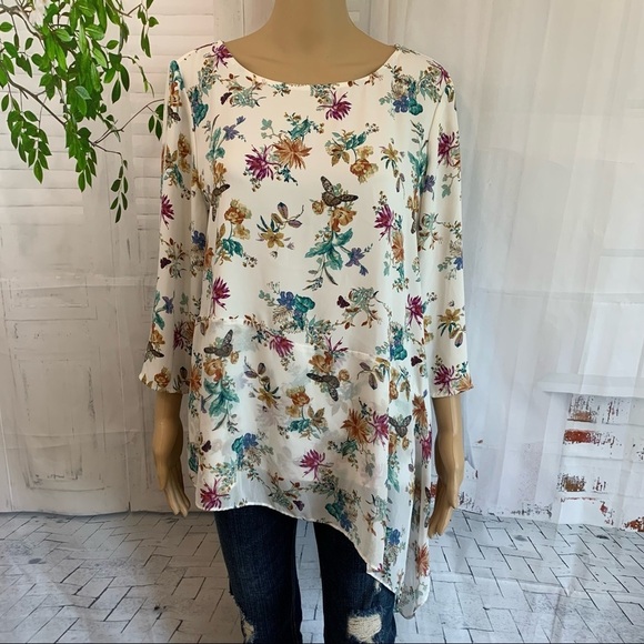 Chico’s Asymmetrical Floral Top - Picture 1 of 6